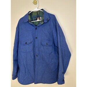 Johnson Woolen Mills Jacket Mens Field Jacket 70s Wool 2X, Blue/flannel Lining